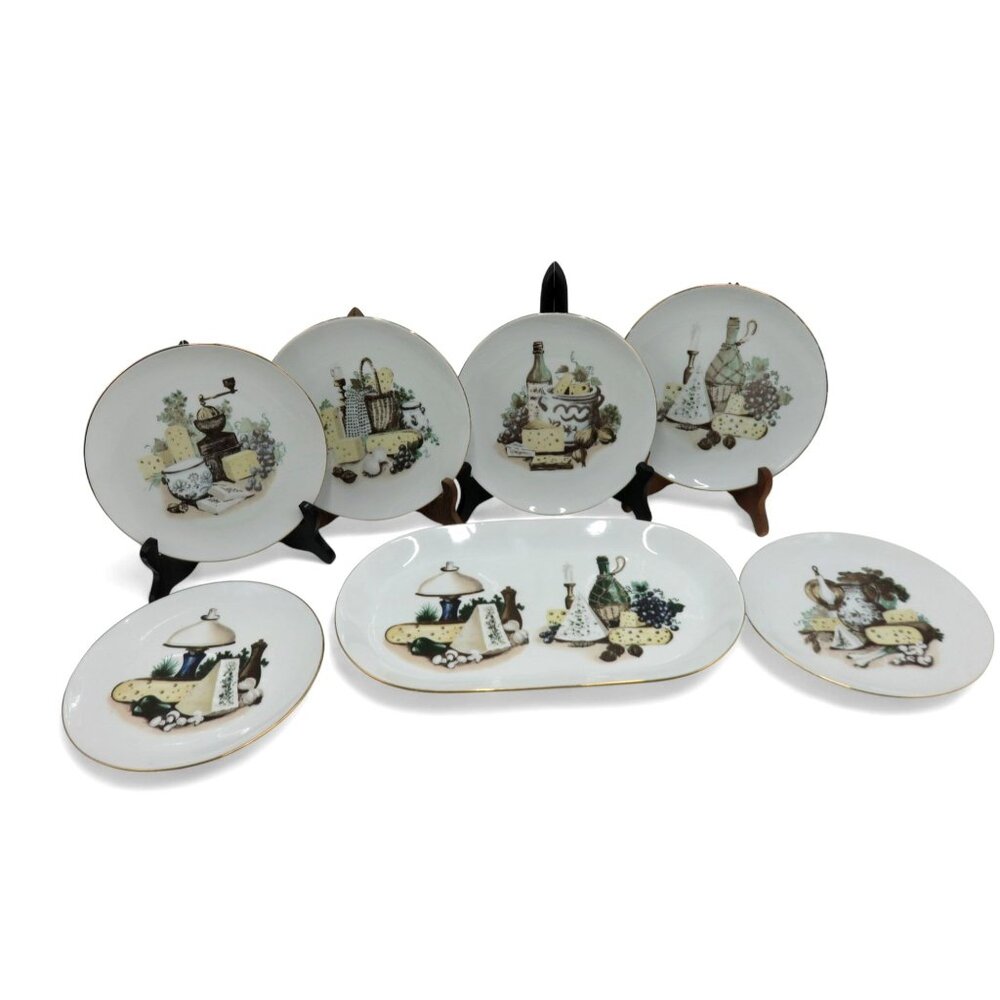 German Democratic Republic KAHLA Cheese and Wine Plate Set